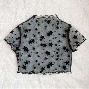 Stars Crop Top See Through Kawaii Pastel Goth Festival Rave Lingerie Streetstyle